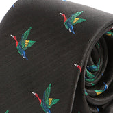 Black Tie with Mulitcoloured Bird Motif - Tie Doctor